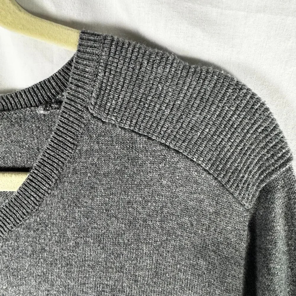 Marc Anthony Men's Gray V Neck Sweater Large Cotton Cashmere Blend Long Sleeve - Picture 4 of 8